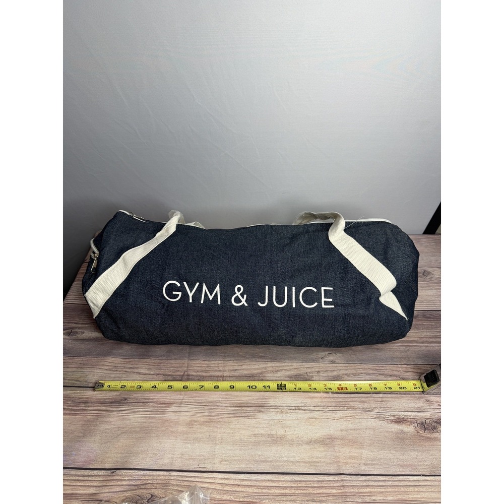 Private Party Gym & Juice Denim Gym Duffel Bag FAB FIT FUN Box, New! - Picture 4 of 4